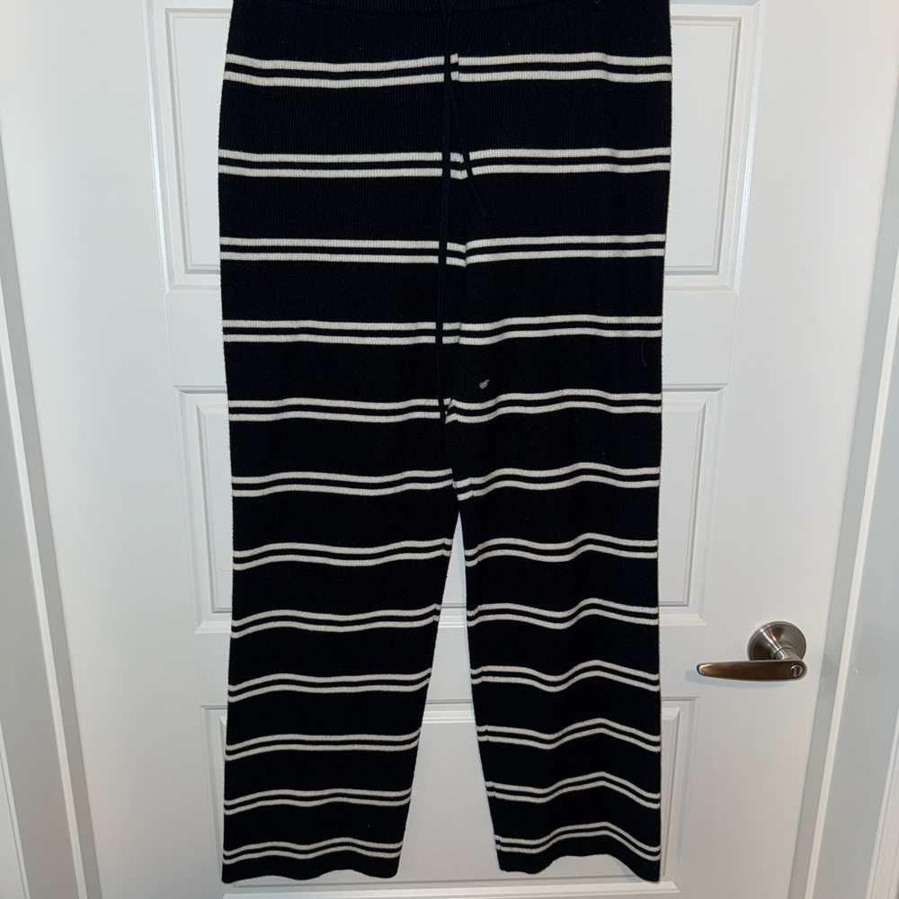 Black and White Striped sweater Pants